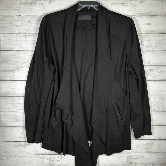 BLANK NYC Faux Suede Drape Flowy Moto Black Cardigan Jacket Long Sleeve XXL 2X - Picture 2 of 8